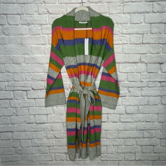 Stitches & Stripes Ultra Soft Multi Colored Striped Duster Cardigan Waist tie - Picture 5 of 16